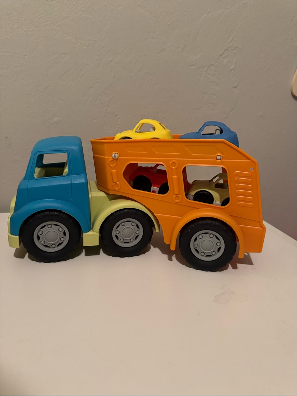 Kids Toy Car Carrier Truck in Blue, Orange and Yellow